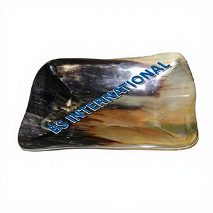 B.S International BSO-9 Handmade Portable Natural Horn Food Serving <b>Tray</b> <b>Circle</b> Design Dishwasher Microwave Safe Polished Finish - Product Image 3