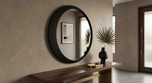 The Crescent <b>Mirror</b> Matte <b>Black</b> Asymmetrical Round Handmade <b>Metal</b> Frame Wall <b>Mirror</b> REHMAN CRAFT - Product Image 3