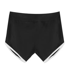 Shorts Casuales Negros de Cintura Alta con Ribete Gris, Secado Rápido, Estilo Deportivo para Mujer, Estampado Floral, Mezcla de Algodón - Product Image 4