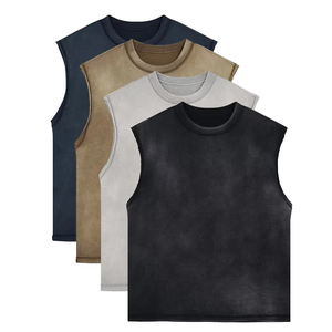 Débardeur de sport unisexe à col rond pour homme, coupe personnalisée, sans manches, t-shirt ample délavé, style oversize, effet délavé à l'acide, motif graphique pour homme - Product Image 1