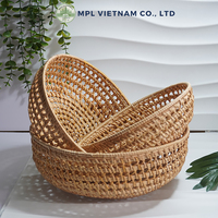 Panier de rangement carré multifonctionnel en rotin tressé beige, fait main, écologique, style vintage, série KM MPL, vente en gros