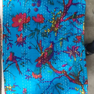 Indian Handmade Kantha Quilt Reversible Blanket Cotton Quilt indian handmade <b>patchwork</b> bed cover wholesaler of kantha quilts - Product Image 1