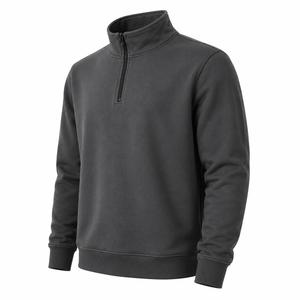 Sweat-shirt en molleton pour homme à col montant et fermeture éclair, coupe ample, couleur unie, tricoté, manches longues, respirant, séchage rapide, idéal pour l'hiver - Product Image 2
