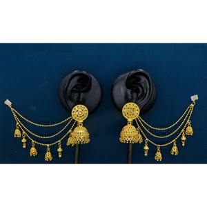 Ensemble de boucles d'oreilles indiennes plaquées or Ensemble de boucles d'oreilles Jhumka Jhumki florales multicouches fabricant indien de bijoux pour femmes - Product Image 4