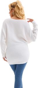 White Oversized Knit Sweater With <b>Sequined</b> Drop-Shoulder <b>Long</b> <b>Sleeve</b> O-Neck Autumn <b>Top</b> Women's Breathable Solid Design - Product Image 6