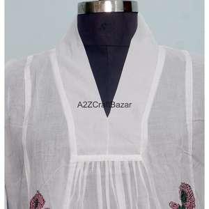 เดรสยาวลำลองสำหรับฤดูร้อน ผ้าฝ้าย 100% ไม่ถักทอ ลายดอกพิมพ์บล็อก แขนยาว เอวธรรมชาติ เป็นมิตรกับสิ่งแวดล้อม ซักได้ - Product Image 3