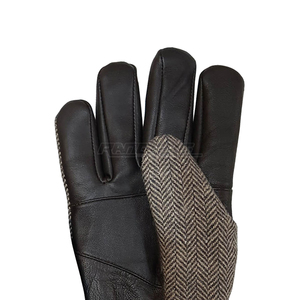 Guantes de Cuero para Mujer, Negros, de Piel de Oveja, con Forro Suave, Tela Tweed Bouclé, Pantalla Táctil, Moda de Lujo, Guantes de Invierno - Product Image 4