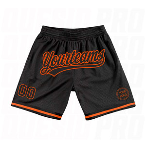 Custom Black Orange Authentic Throwback Basketball Shorts <b>No</b> <b>Logo</b> Premium Breathable Mesh Athletic Shorts for Men Women Youth - Product Image 4