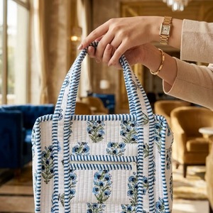 Sac fourre-tout en coton imprimé fait main, petit sac fourre-tout indien, mini sac à main pour femme, sac de marché réutilisable - Product Image 4
