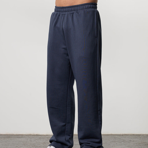 Custom Wholesale Blank Plus Size Polyester/Cotton Blend Jogger Sweatpants Elastic Waist Stacked Sweat Loose Pants Men Straight - Product Image 1