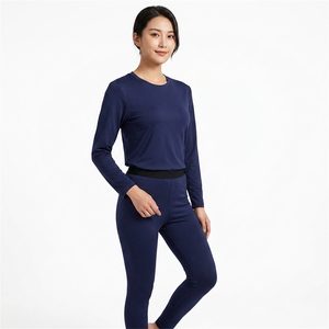 Men's Navy <b>Blue</b> Long Sleeve Compression <b>Base</b> <b>Layer</b> Set Quick Dry Activewear Full Coverage Sportswear Kit - Product Image 4