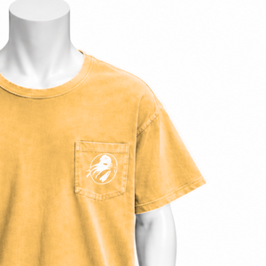 Camiseta Amarilla Desgastada con Bolsillo, de Algodón Lavado Vintage, Manga Corta, Ajuste Holgado y Relajado, con Bolsillo en el Pecho, Estilo Casual Urbano - Product Image 5
