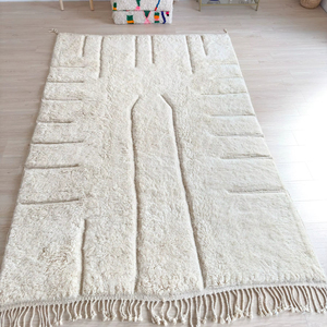 Alfombra Marroquí Beni Ourain de Lana, Hecha a Mano, Anudada a Mano, Alfombra a Cuadros Marrones para Sala de Estar, Comedor, Pedido al por Mayor - Product Image 1