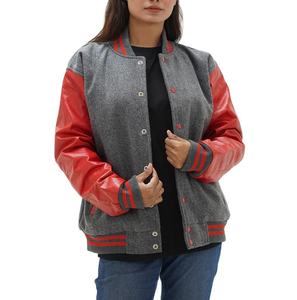 Vestes universitaires pour femmes personnalisées en gros Nouveau style tendance Cuir de vachette en laine Broderie en lin Tissu tissé d'hiver OEM - Product Image 4
