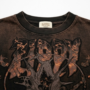 T-shirt à manches longues pour homme, col rond, double couche, imprimé sérigraphié, effet délavé, coupe ample, logo personnalisé, esthétique vintage, 100% coton - Product Image 2