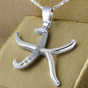 Custom K Initial Alphabet Letter Natural Diamond Brilliant Cut Charm <b>Pendant</b> 14K <b>Solid</b> White <b>Gold</b> Trendy Design Gift for women - Product Image 2