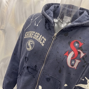 Sweat-shirt à capuche zippé pour homme Snowgrace, style streetwear oversize, imprimé, vêtements d'hiver, coupe classique, coton tricoté - Product Image 6