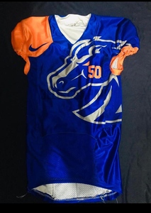 Jersey de Fútbol Americano Personalizado Azul y Naranja con Gráfico de Dragón Plateado y Número Personalizado – Uniforme Deportivo OEM - Product Image 4