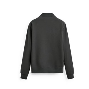 Sudadera de Cuello Alto con Cierre de Cremallera para Hombre, Color Negro Liso, Logotipos Personalizados, Fabricante de Ropa OEM, Estilo Estadounidense - Product Image 2