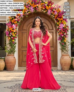 Traditional Bandhani Embroidered Net Quick Dry <b>Kurta</b> <b>Women</b> Chinon Green Floor Length Regular Fit India Pakistan - Product Image 4