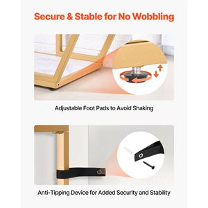 Mesa Consola Moderna de 3 Niveles con Superficie de Mármol, Almacenamiento Abierto, Tubos Geométricos de Hierro Dorado y Dispositivo Antivuelco - Product Image 5