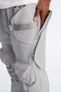 Wholesale Men <b>Light</b> Gray Utility Cargo Pants Technical Woven Zipper Leg Streetwear Trouser Supplier Men's Pants & Trousers - Product Image 5