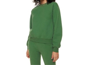 Sudadera Verde de Cuello Redondo para Mujer, Color Sólido, Manga Larga, Tejido de Algodón, Corte Regular, para Otoño, con Bordado Frontal - Product Image 6