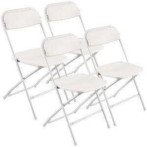 Set di 4 Sedie Pieghevoli in Plastica con Telaio in Metallo Resistente per Interni - Impilabili e Portatili - Product Image 6