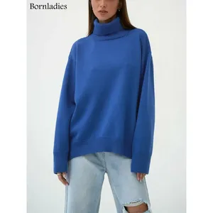 Bornladies femmes pull à col roulé Chic automne hiver épais chaud pull surdimensionné décontracté ample tricoté pull pull haut pour - Product Image 1