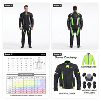 Setelan Jaket dan Celana Balap Motor Pria OEM Custom dengan Pelindung Armor, Perlengkapan Biker Dua Potong Guruna Z