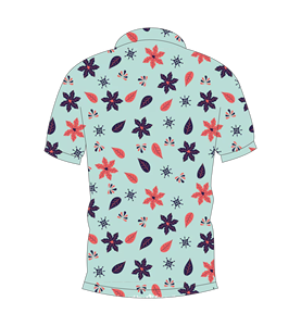 Men’s <b>Light</b> Blue Floral <b>Leaf</b> Print Polo Shirt Casual Short Sleeve Summer Fashion Golf Polo Tee - Product Image 2