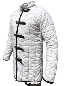 Gambesón Medieval Blanco, Chaqueta Acolchada de Algodón, Armadura para Adultos, Disfraz de Caballero Vikingo, Cómodo para Recreación Histórica - Product Image 2