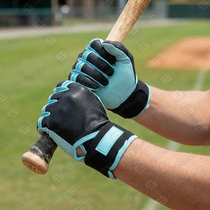Nouveauté : Gants de frappeur de baseball professionnels en cuir noir et vert menthe, respirants, durables, légers, à manchette longue - Product Image 5