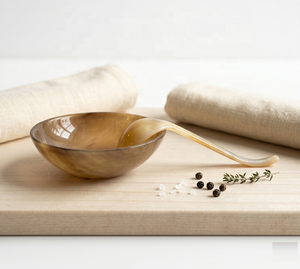 Ensemble de bols en corne de buffle naturelle faits à la main de luxe avec cuillère, bol de service écologique, ustensiles de cuisine haut de gamme - Product Image 2