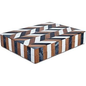 Modern Rectangular Wood Resin Storage <b>Box</b> Set Black White Geometric Pattern <b>Stackable</b> Design for Living Room Decorative Use - Product Image 6