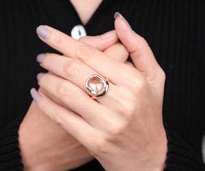 Bague solitaire incurvée en or massif 14 carats avec diamant de laboratoire ovale taille rose de 2,00 carats CVD, cadeau de promesse pour elle - Product Image 5