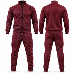 Conjunto Deportivo para Hombre Color Borgoña, Chaqueta con Cierre y Cuello Alto, Pantalones Jogger, Ropa Deportiva ONEAPEX, Ropa Personalizada al por Mayor, Transpirable - Product Image 1