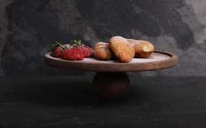 Wholesale Acacia Wood Large Eco-Friendly Cake <b>Mold</b> with Glass Cover Multi-Functional Round Dishwasher Safe for Kitchen - Product Image 5
