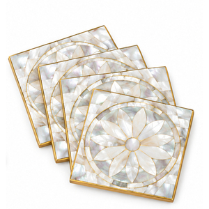 Sous-verres de qualité supérieure en nacre, mosaïque de coquillages, ensemble de sous-verres écologiques ronds pour la maison, l'hôtel et la table - Product Image 4