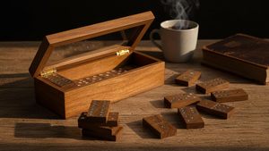 Ouble 6 omominoes IFT et 28 Tiles con Pinner in ooooden Ox ox - Product Image 2