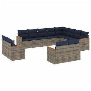 Set Divano da Giardino in Polyrattan Grigio da 12 Pezzi con Cuscini - Collezione Arredamento Patio - Product Image 2