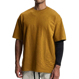 Camiseta de Verano al por Mayor con Logotipo Personalizado, Moderna, de Manga Corta, Holgada, Tejida, 100% Algodón, Lavada al Ácido, Estilo Vintage para Hombre - Product Image 1