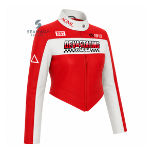 Delta |   Sigma |   Blouson en cuir PU pour femme Theta Sorority, coupe courte et ajustée, style motard, accessoires grecs - Product Image 2