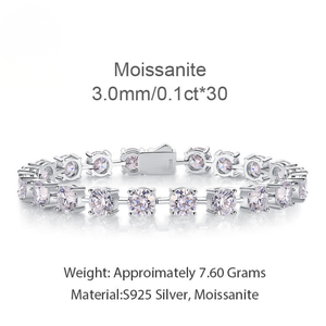 Pulsera de Eslabones con Moissanita Redonda Brillante, Plata 925, Certificación GRA, Chapada en Oro, Joyería de Lujo para Mujer, Regalo de Aniversario de Bodas - Product Image 6