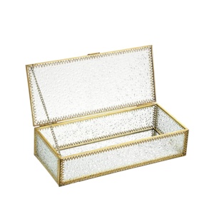 Wholesale Modern Luxury Metal & Glass Rectangular <b>Storage</b> Organizer <b>Box</b> for Jewelry and Cosmetics - Product Image 2