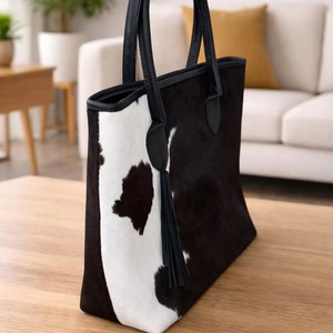 Country Western Hair On Hide Leather <b>Tote</b> <b>Bag</b> Genuine Leather <b>Vintage</b> Large Capacity Shoulder <b>Bag</b> - Product Image 4