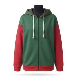 Sudadera con Capucha Index Apparel con Bloques de Color y Cremallera, Unisex, Corte Regular, Informal, Verde y Rojo, Felpa Francesa de Algodón, para Otoño - Product Image 5