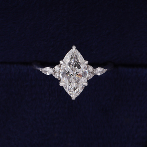 Anillo de compromiso con diamante marquesa de 2 quilates cultivado en laboratorio, engaste de seis puntas en oro de 14K/18K - Product Image 6