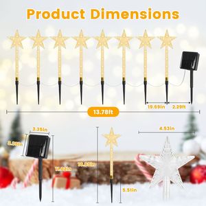 Set di 8 Luci Solari Natalizie a Forma di Stella con 64 LED, Impermeabili IP64, Luci per Sentieri con 8 Modalità di Illuminazione, Decorazioni Natalizie - Product Image 6