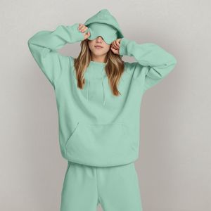 Autumn Winter Casual New Arrival Solid-Color Fleece Loose-Fit Hoodie Built-In <b>Eye</b> <b>Mask</b> Pullover Long-Sleeve Set KT - Product Image 2